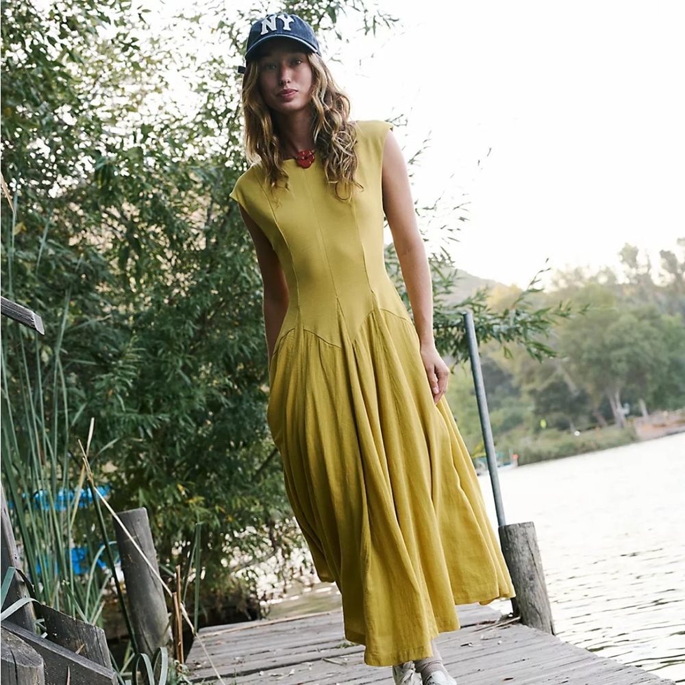 Ryo Free People Drop Waist Maxi Dress - In Dried Palm- XS - Brand New